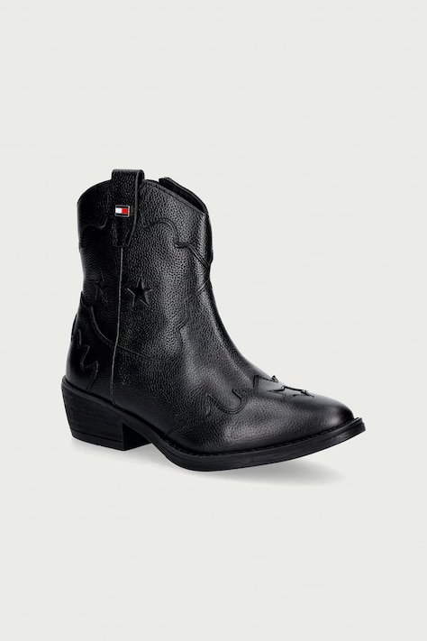 Tommy Hilfiger Kowbojki dziecięce skórzane czarne T3A5-35195