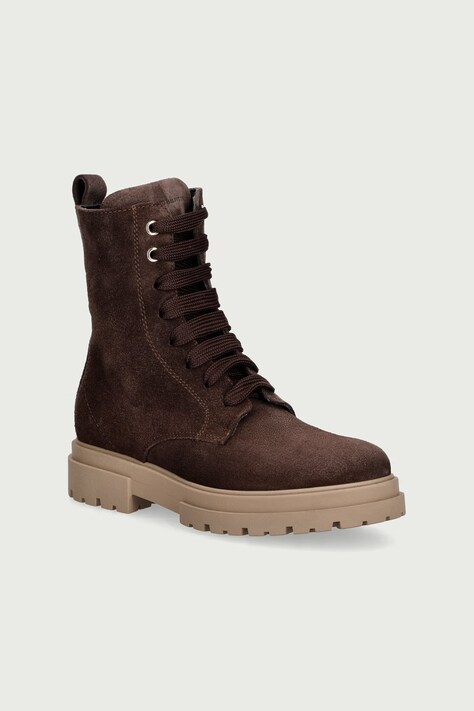 Tommy Hilfiger Workery na platformie dziecięce zamszowe brązowe T4A5-35172