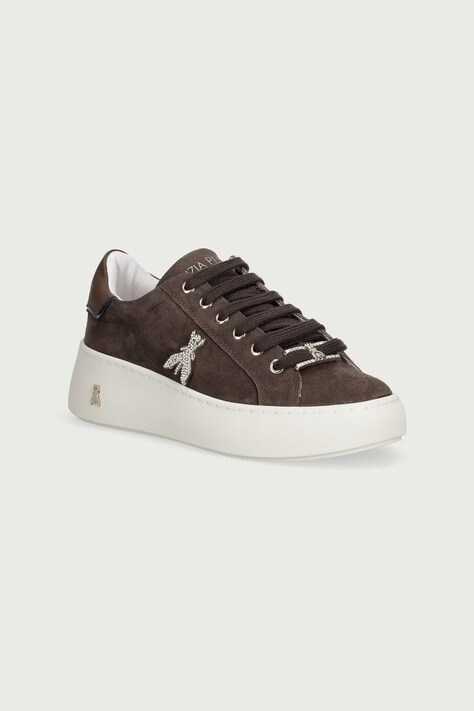 Patrizia Pepe Sneakers detské semišové hnedé na platforme PPJ418
