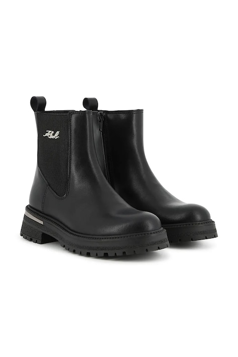 Karl Lagerfeld Боти челси за деца от кожа черни Z31403