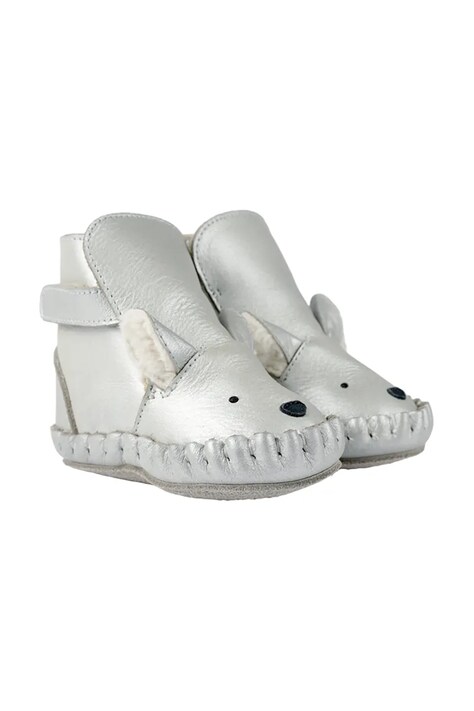 Donsje buty niemowlęce skórzane Smikki Booties Polar Fox srebrne 1042602