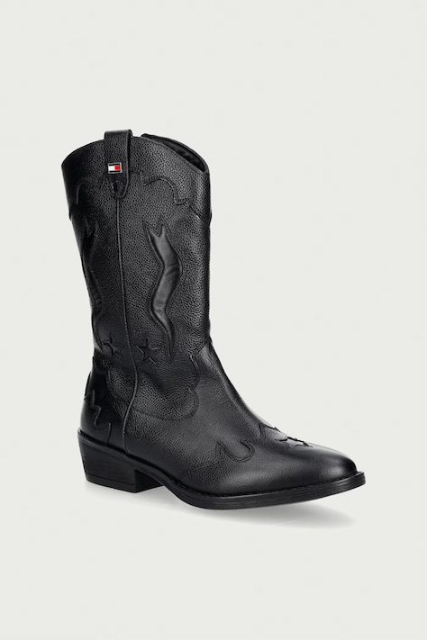 Tommy Hilfiger kowbojki dziecięce skórzane czarne T3A6-35193