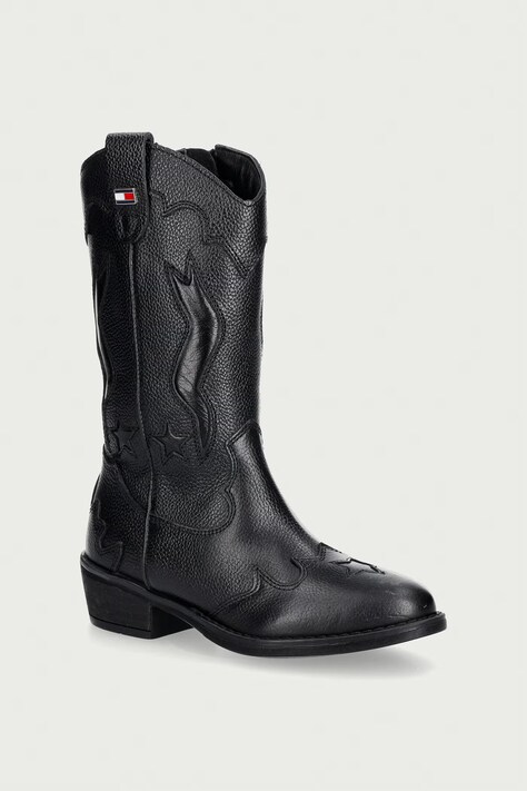 Tommy Hilfiger kowbojki dziecięce skórzane czarne T3A6-35193