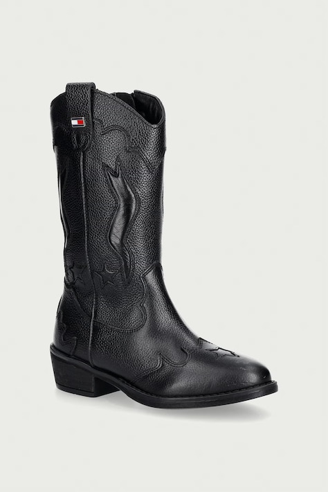 Tommy Hilfiger kowbojki dziecięce skórzane czarne T3A6-35193