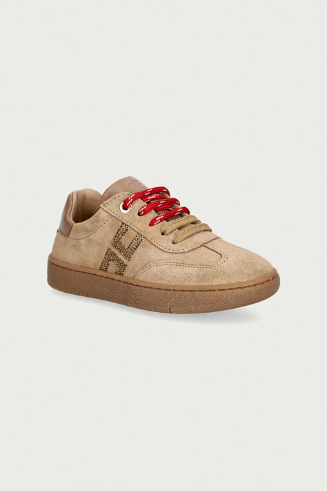 Elisabetta Franchi sneakersy dziecięce zamszowe brązowe F1A9-E0655