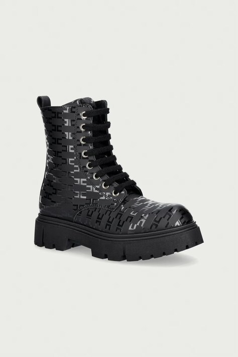Elisabetta Franchi workery na platformie dziecięce czarne F4A5-E0736