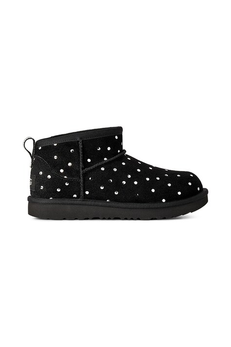 UGG Śniegowce dziecięce zamszowe CLASSIC ULTRA MINSHINY DOTS czarne 1180422K