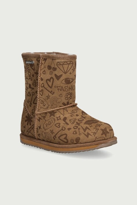 Emu Australia Buty zimowe dziecięce zamszowe Brumby Sketch brązowe K13368