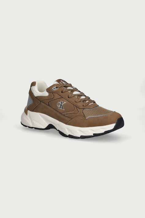 Calvin Klein Sneakersy dziecięce brązowe V3X9-83485