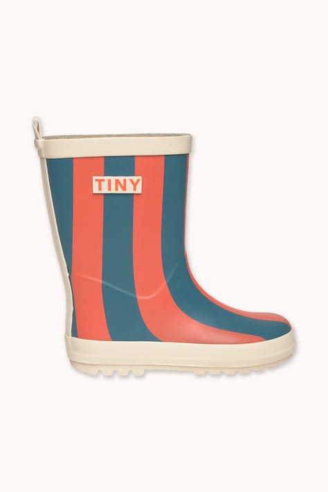 Tinycottons Kalosze dziecięce RED-BLUE STRIPES RAIN BOOT czerwone AW26-400