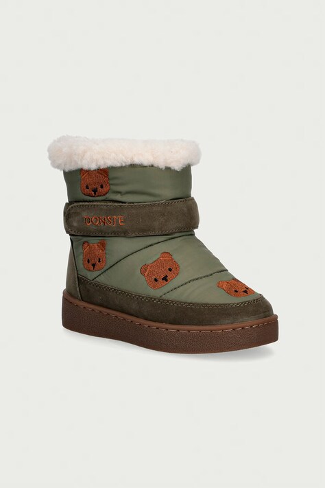 Donsje śniegowce dziecięce Kitto Boots Bear zielone 2033701