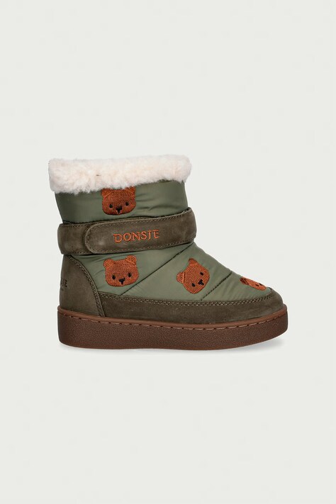 Donsje śniegowce dziecięce Kitto Boots Bear zielone 2033701