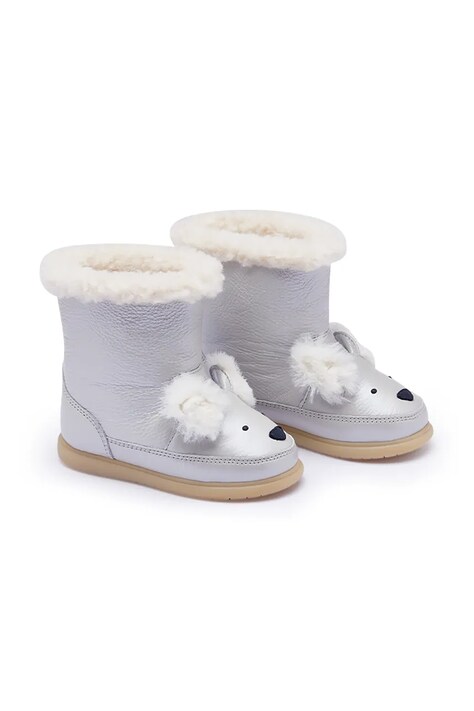 Donsje śniegowce dziecięce skórzane Meloniek Boots Polar Fox srebrne 1507002