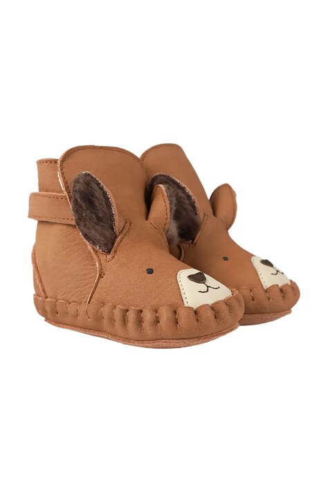Donsje buty niemowlęce nubukowe Kapi Exclusive Booties Fluffy Squirrel brązowe 1028127
