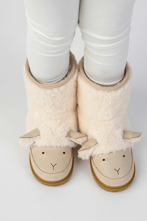 Donsje Buty zimowe dziecięce Wadou Boots Lammy białe 2031402