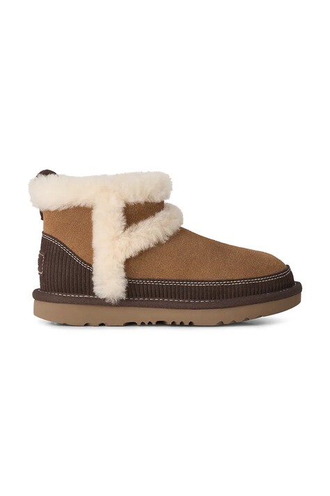 UGG Śniegowce zimowe dziecięce zamszowe CLASSIC MINIHERITAGE beżowe 1180421K