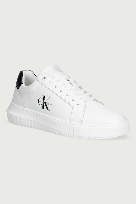 Calvin Klein CHUNKY CUPSOLE MONO LTH sneakers pentru bărbați din piele albi YM0YM01317