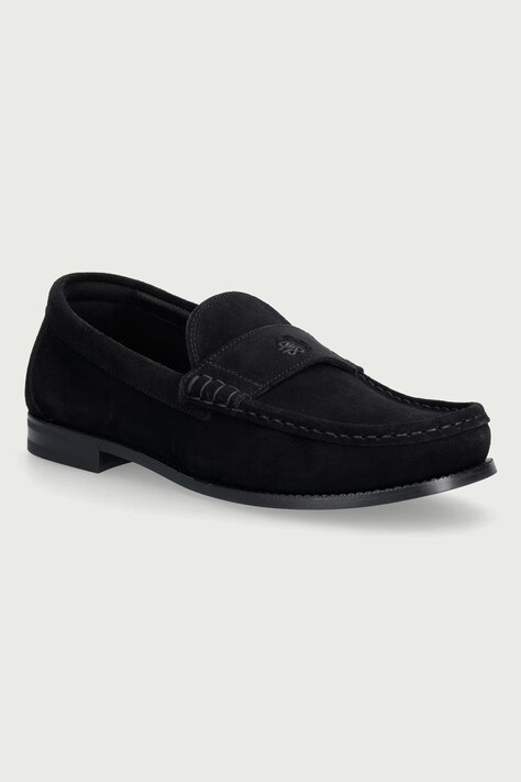 Filling Pieces Mokasyny męskie zamszowe czarne 122611343214