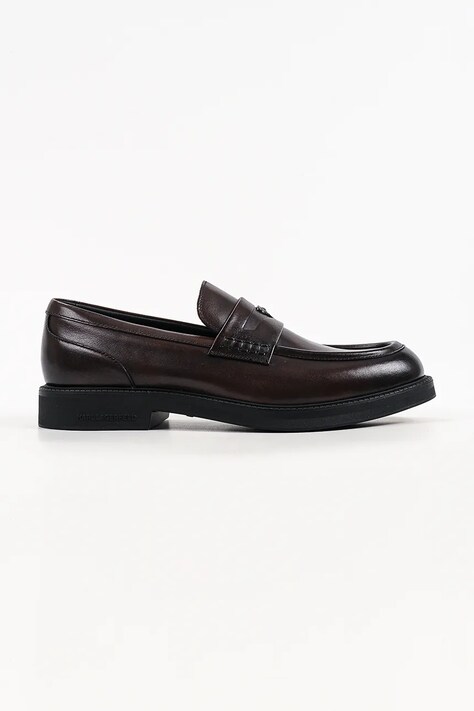 Karl Lagerfeld Loafersy męskie skórzane Kai brązowe KL12816