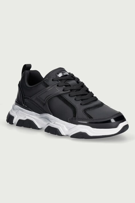 Just Cavalli Sneakersy męskie skórzane czarne 81QA3SH5ZPC40899