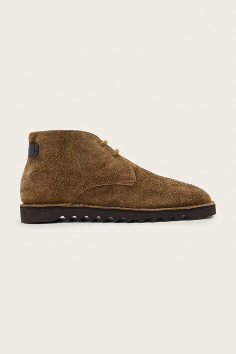 AllSaints Členkové čižmy pánske kožené Slix Chukka Boot hnedé M052FE