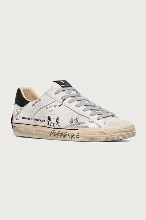 Crime London DECONSTRUCTED sneakers ανδρικά δερμάτινα λευκά 77052AA9