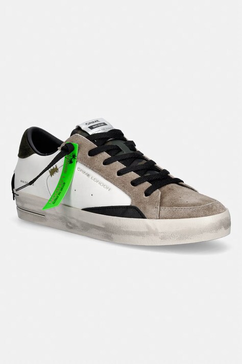 Crime London SK8 DELUXE sneakersy męskie skórzane białe 10105AA9