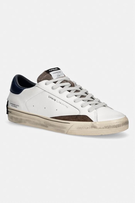 Crime London DISTRESSED 2.0 sneakersy męskie skórzane białe 10055AA9