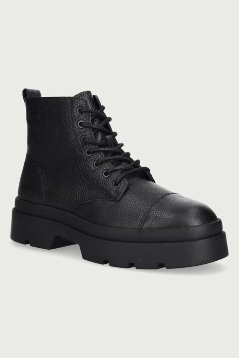 Calvin Klein Gležnjače za muškarce od kože LUGGED MID LACE UP TC TU LTH crne HM0HM02267