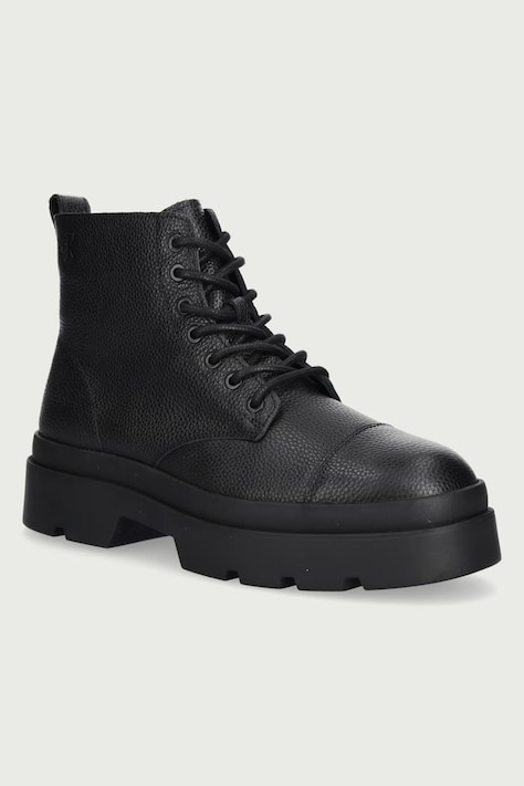 Calvin Klein Gležnjače za muškarce od kože LUGGED MID LACE UP TC TU LTH crne HM0HM02267