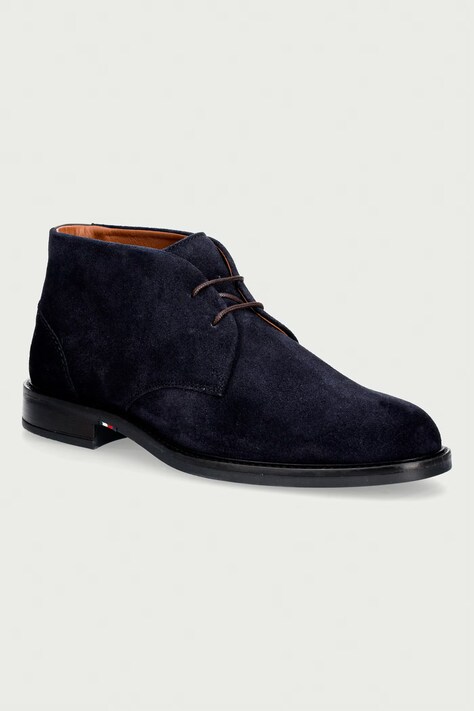 Tommy Hilfiger παπούτσια Ανδρικά σουέτ CORPORATE DRESSY SUEDE LACE BOOT σκούρα μπλε FM0FM05951