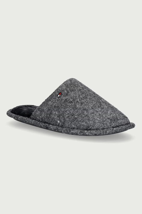 Tommy Hilfiger Παντόφλες Ανδρικές HERRINGBONE HOUSE SHOE γκρί FM0FM06018
