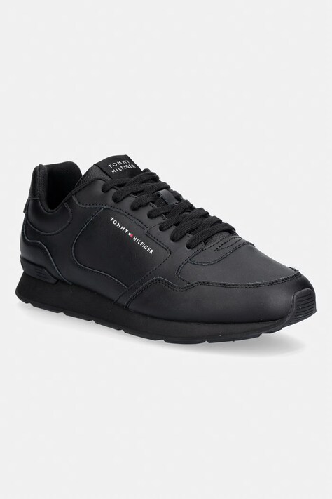Tommy Hilfiger LIGHT EVA RUNNER LEATHER sneakers Ανδρικά δερμάτινα μαύρα FM0FM05906