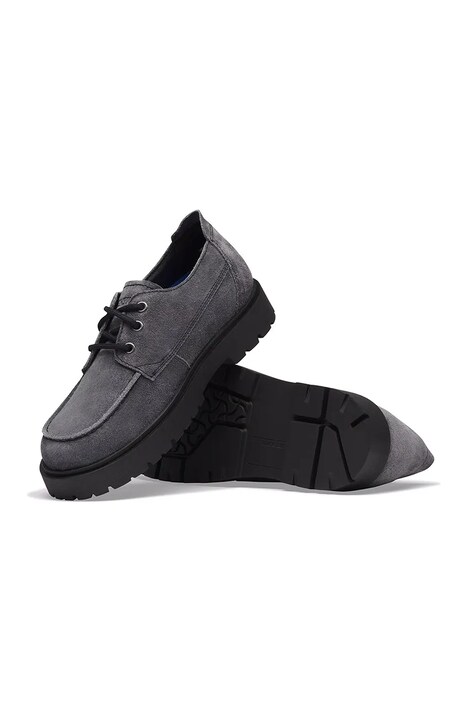 Birkenstock напівчеревики замшеві Highwood Moc Lace Suede Leather — AW26-OBUZZC, сірий — фото 4
