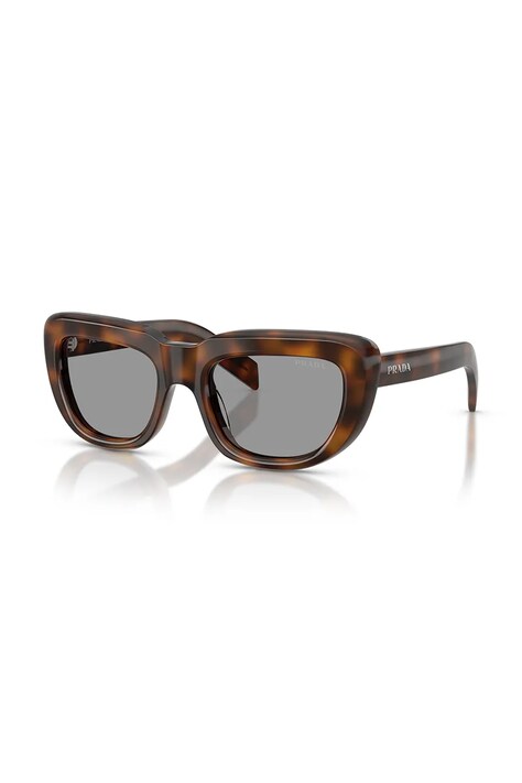 Prada Okulary przeciwsłoneczne kocie oczy damskie brązowe 0PR.D07S