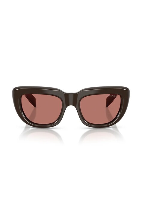 Prada Okulary przeciwsłoneczne kocie oczy damskie brązowe 0PR.D07S
