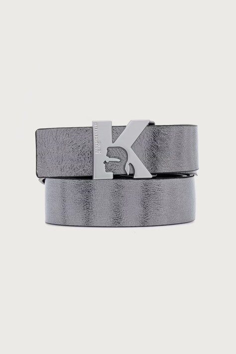 Karl Lagerfeld Jeans Pasek dwustronny damski skórzany srebrny B4W33110