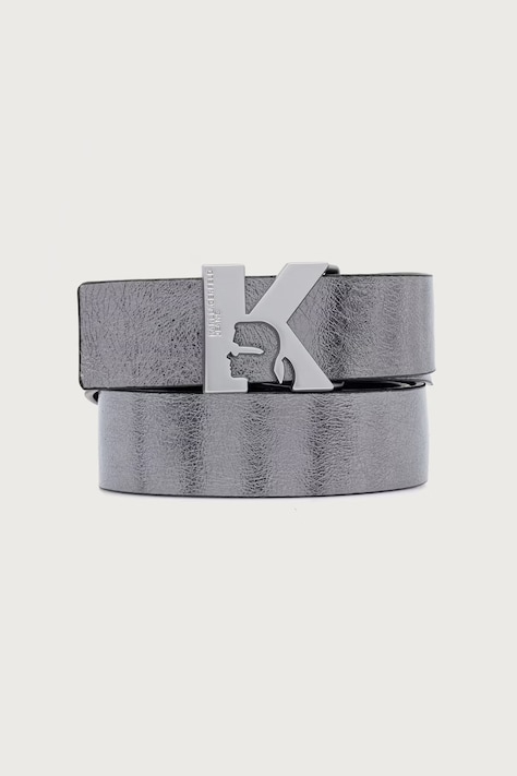 Karl Lagerfeld Jeans Pasek dwustronny damski skórzany srebrny B4W33110