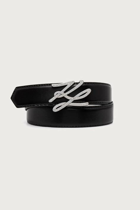 Karl Lagerfeld Двустранен колан дамски от кожа черен B4W33023