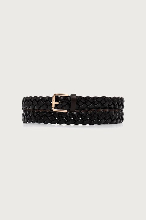 Max Mara pasek pleciony skórzany damski brązowy 2624506042600