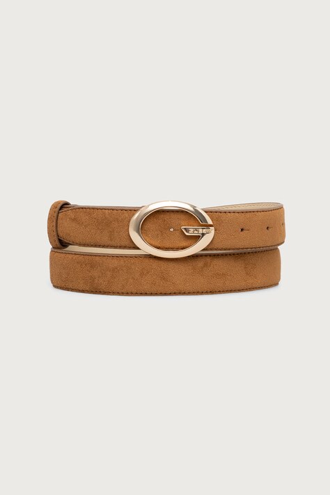 Guess Pasek damski ALLEGRA brązowy BW9515 P6430