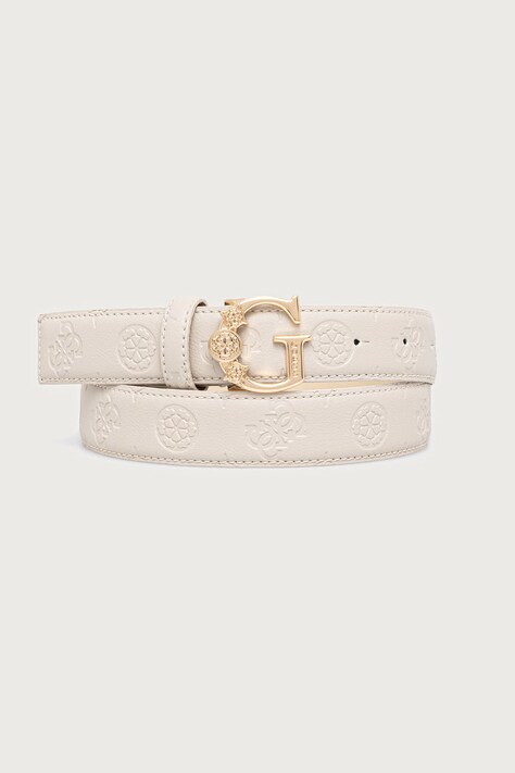 Guess pasek damski z imitacji skóry CARMELLA beżowy BW9501 P6430