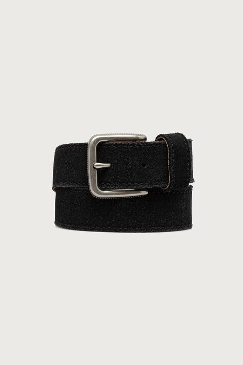 AllSaints Pasek damski zamszowy czarny M032XF-001