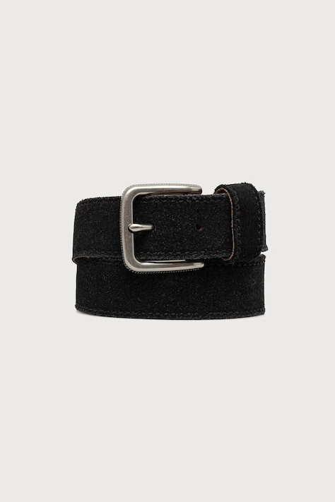 AllSaints Pasek damski zamszowy czarny M032XF-001