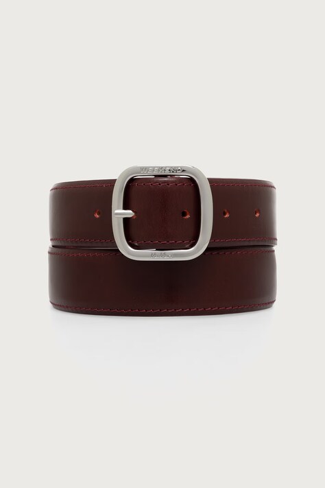 Weekend Max Mara Pasek damski skórzany WKAAEREO bordowy 2625506054600
