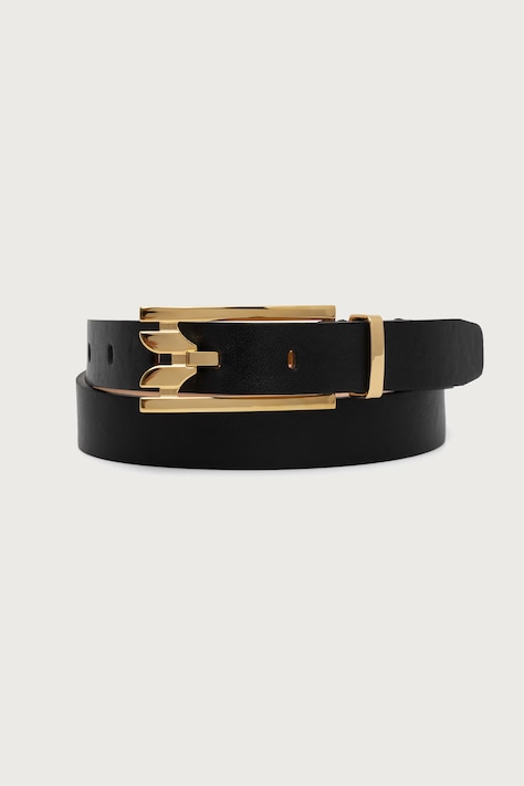 Victoria Beckham Pasek damski skórzany Dorian Pin Buckle czarny B226AAC007499A