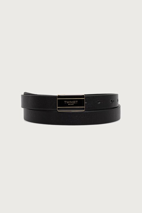 Twinset колан дамски от имитация на кожа черен 262TO5270