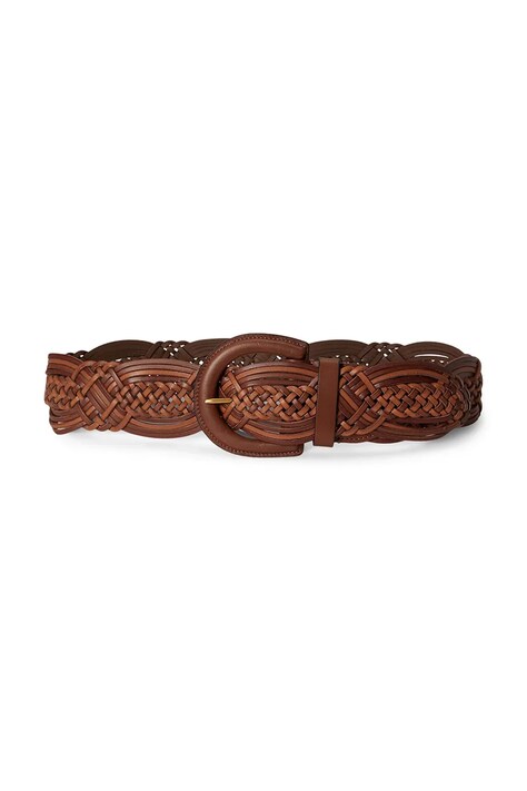 Lauren Ralph Lauren pasek pleciony damski skórzany brązowy 412P15803