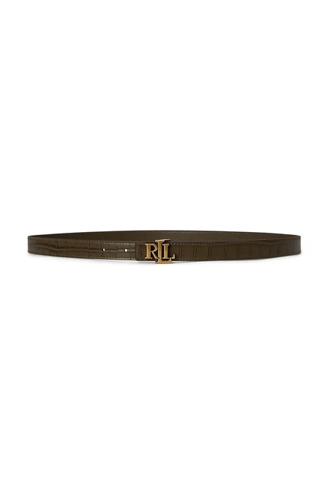Lauren Ralph Lauren pasek dwustronny damski skórzany zielony 412P15764