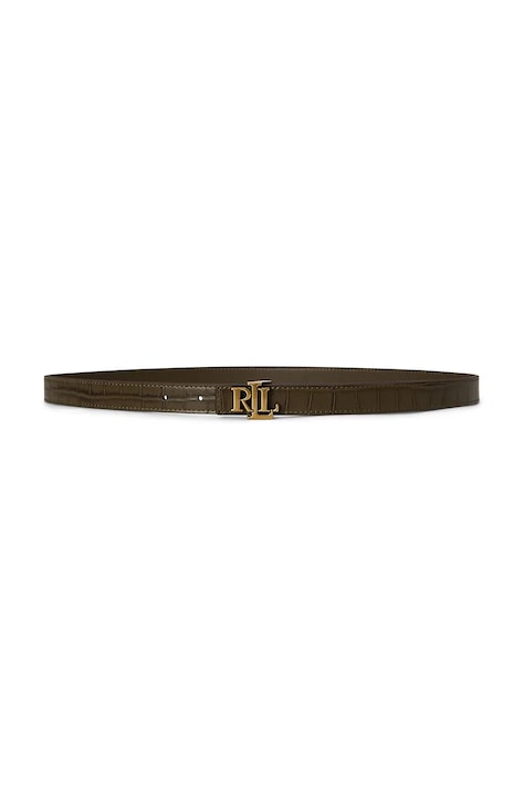 Lauren Ralph Lauren pasek dwustronny damski skórzany zielony 412P15764